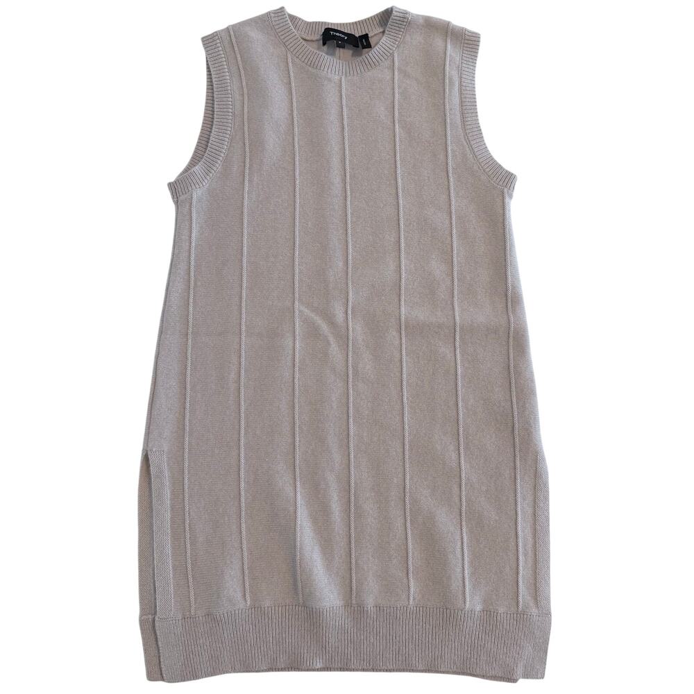 Theory 100% Cashmere Sleeveless Sweater Beige Size P